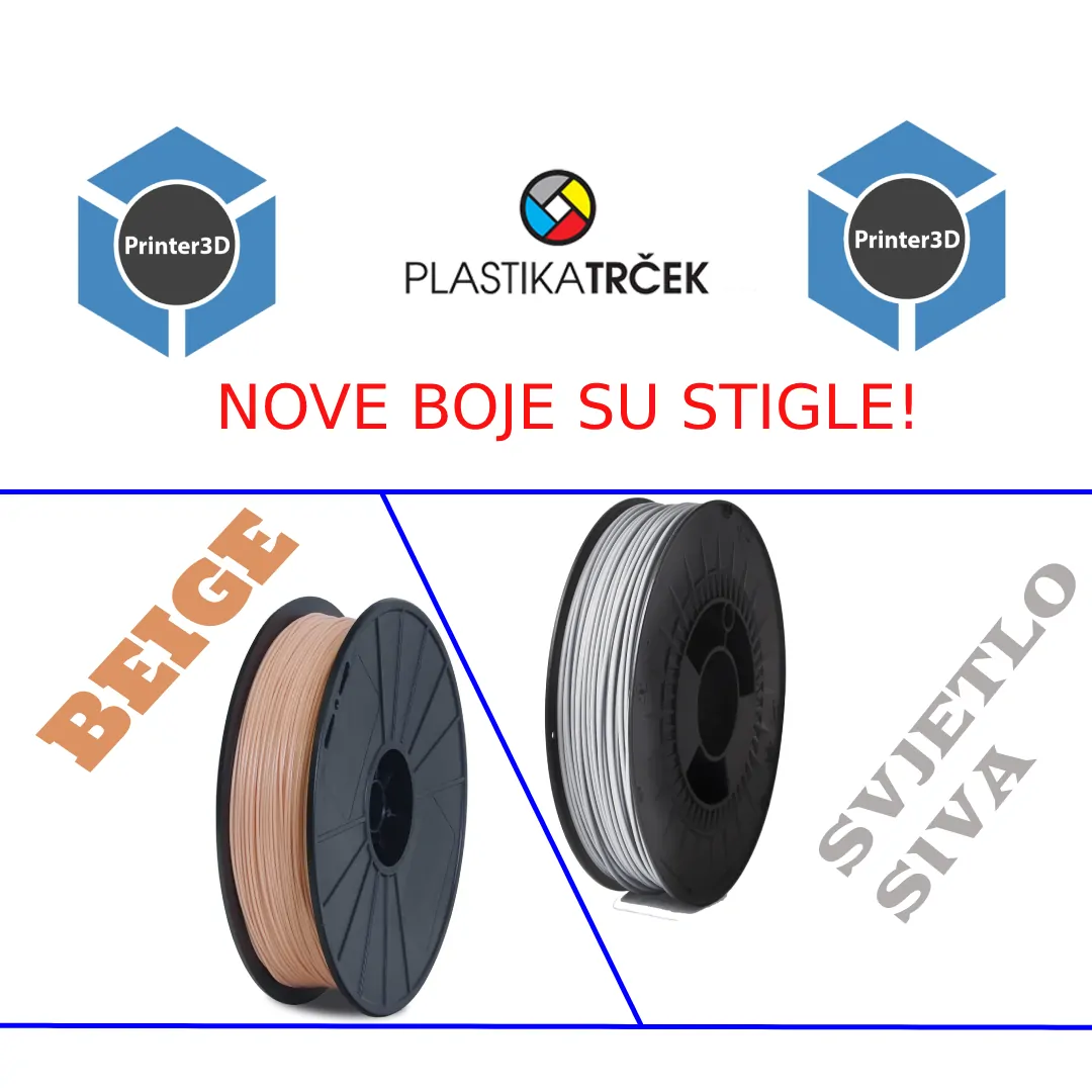 Nove boje filamenta Plastike Trček
